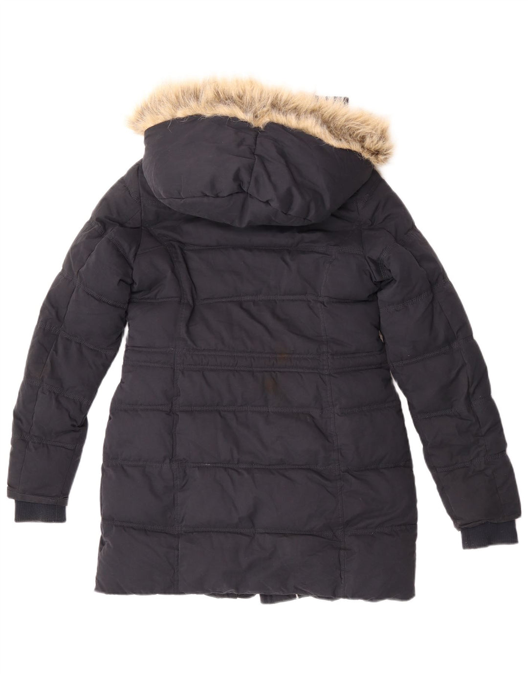 Fat Face Manteau rembourré Sherpa à capuche pour femme UK 8 Small Bleu marine Polyester