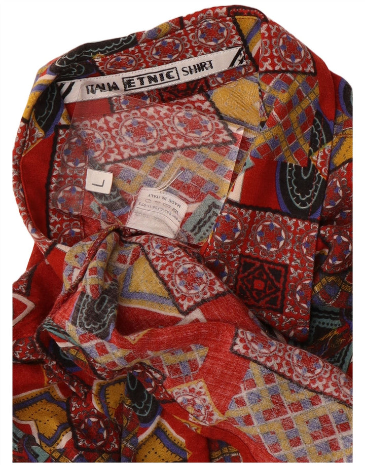 Chemise Homme Vintage Grande Viscose Patchwork Rouge