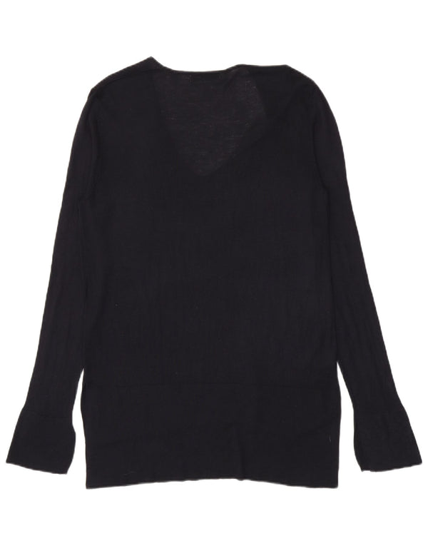 Zara Pull long à col en V pour femme UK 16 Large Bleu marine
