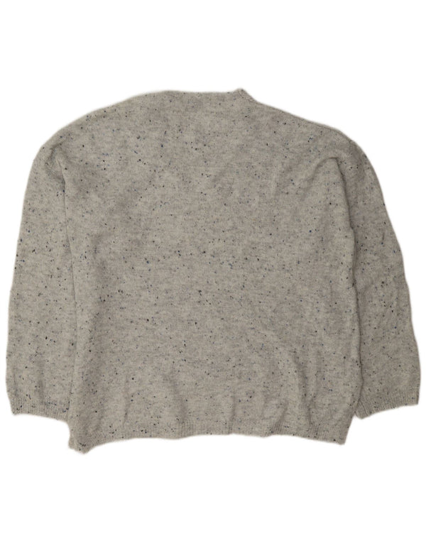 Marks & Spencer Pull col en V pour femme UK 16 Large Gris Moucheté