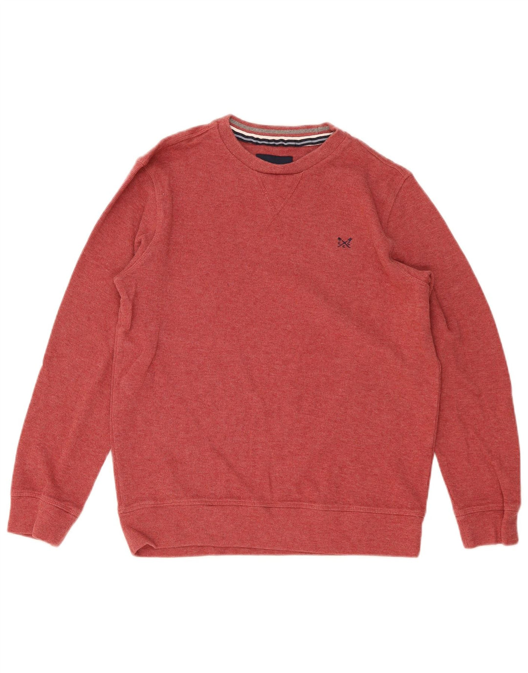 CREW CLOTHING Pull col rond homme en coton rouge moyen