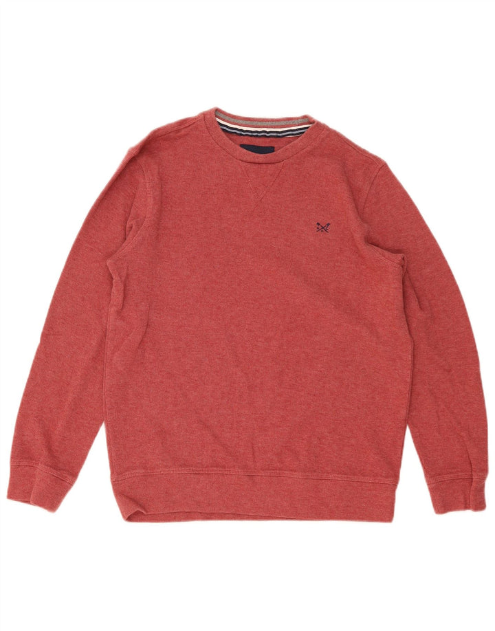 CREW CLOTHING Pull col rond homme en coton rouge moyen