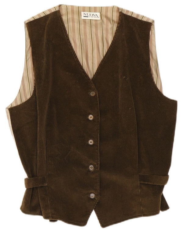 Nuova Citta Gilet en velours côtelé pour femme IT 46 Large Kaki Coton