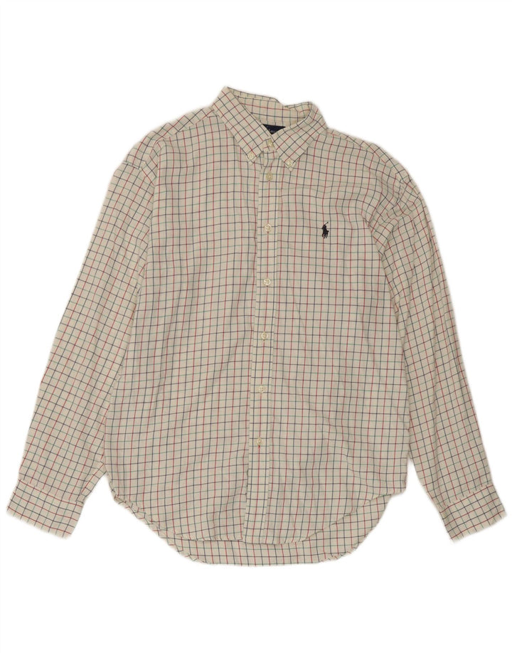 Ralph Lauren Chemise Garçon 15-16 ans Grand Carreau Blanc Coton