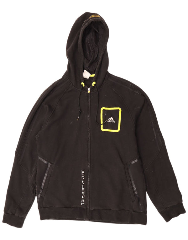 Adidas Pull à capuche zippé graphique pour homme XL en coton noir