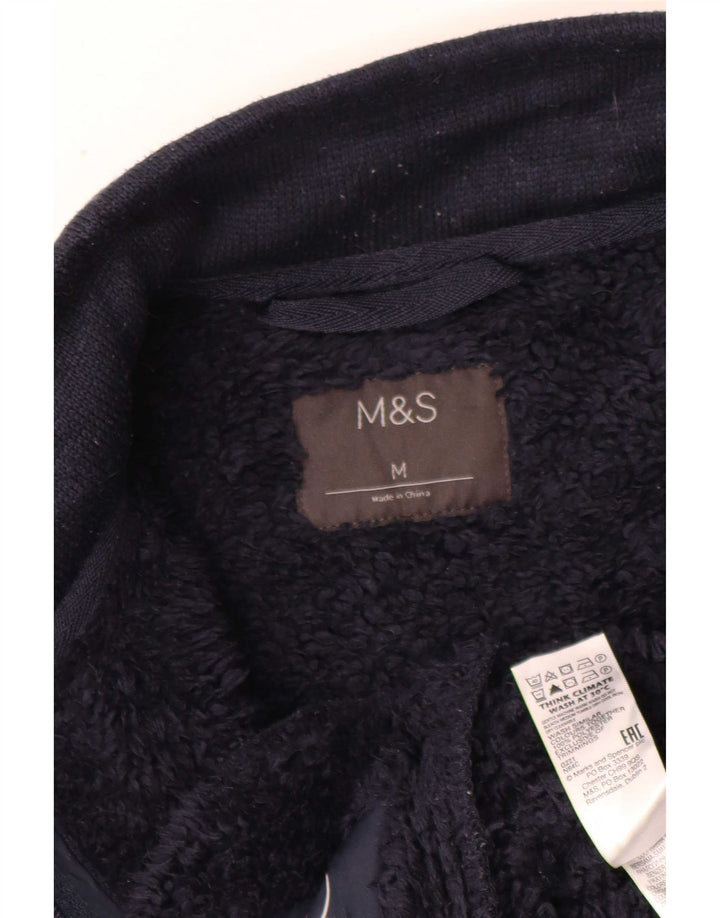 Marks & Spencer Veste de Survêtement Sherpa Homme Bleu Marine Moyen Polyester