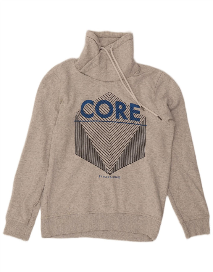 Jack & Jones Pull à Capuche Graphique Homme Gris Moyen Coton