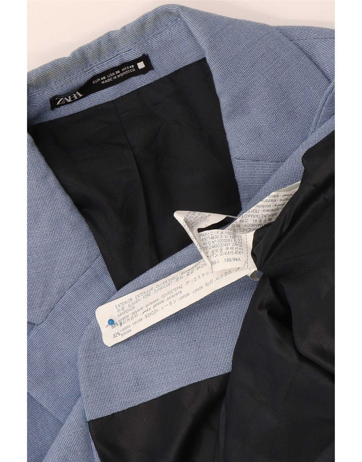 Zara Veste Blazer 2 Boutons Homme EU 48 Bleu Moyen Polyester