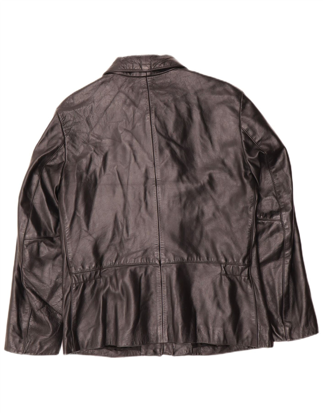 Benetton Veste en cuir pour femme UK 14 Cuir noir moyen