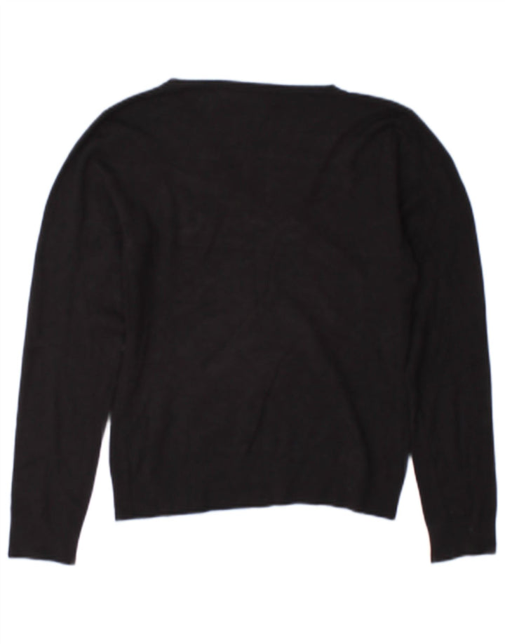 Zara Pull col en V pour femme UK 12 Rayonne noire moyenne