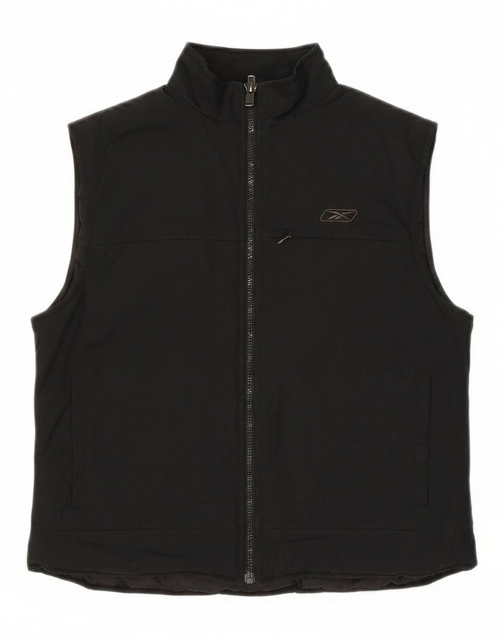 REEBOK Womens Gilet UK 12 Medium Black Polyester