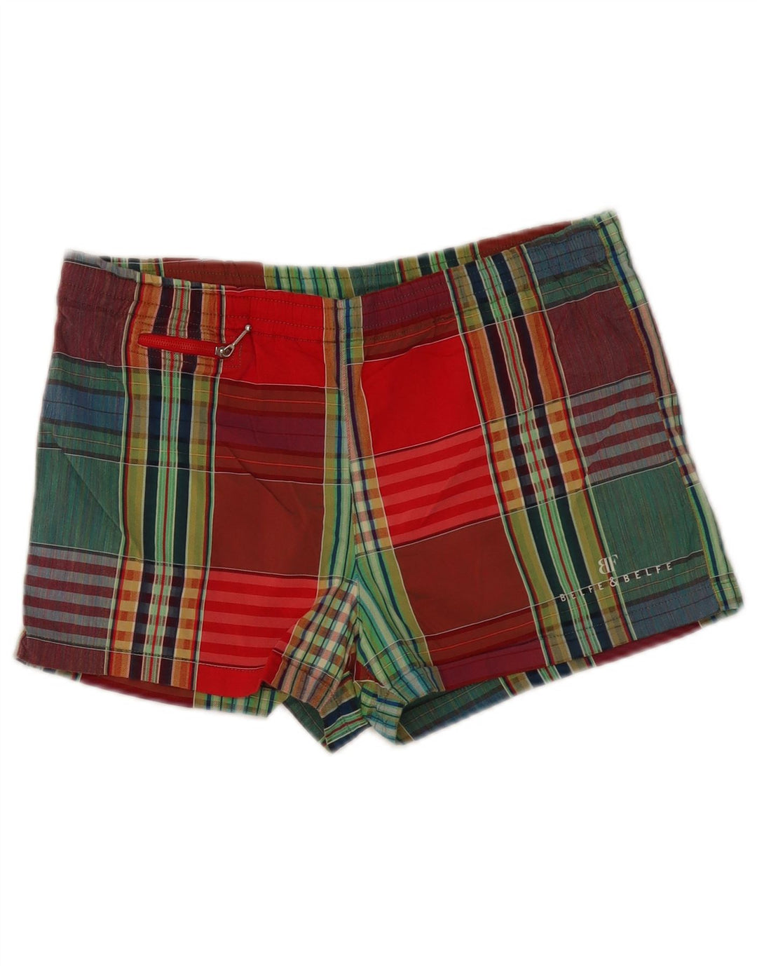 Belfe & Belfe Short de Bain Homme IT 50 Grand Coton à Carreaux Multicolore