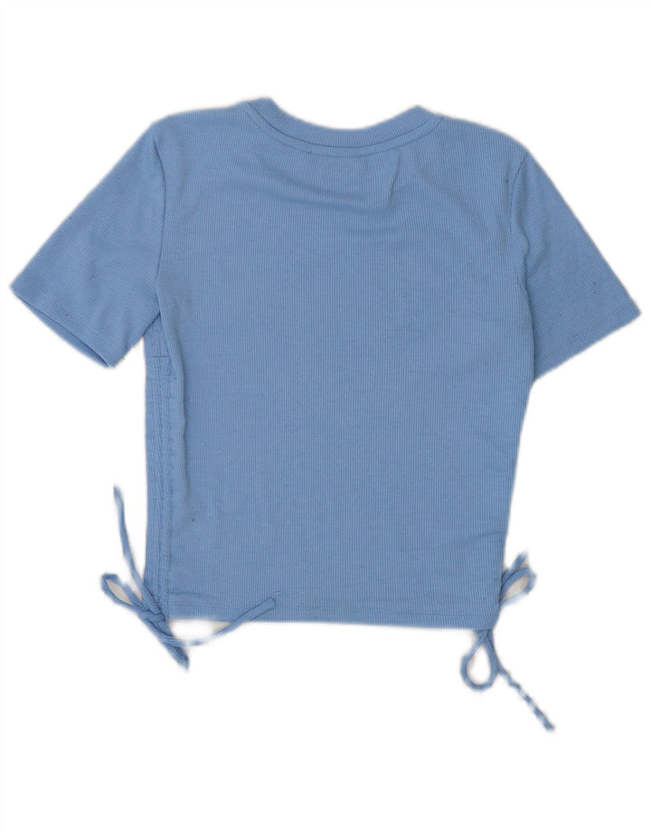 Zara Womens Crop T-Shirt Top UK 10 Petit Bleu