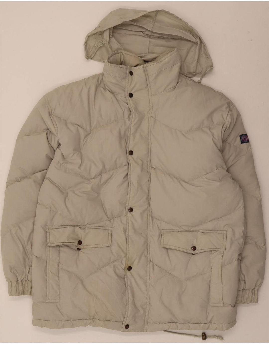 veste rembourrée à capuche vintage pour hommes UK 42 XL Polyester Beige