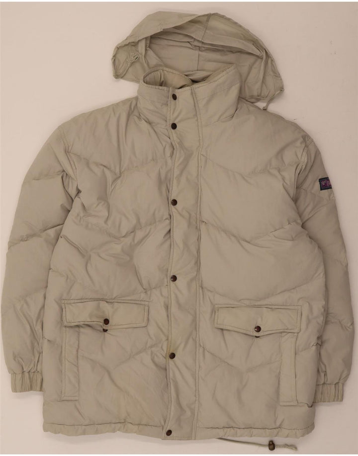 veste rembourrée à capuche vintage pour hommes UK 42 XL Polyester Beige
