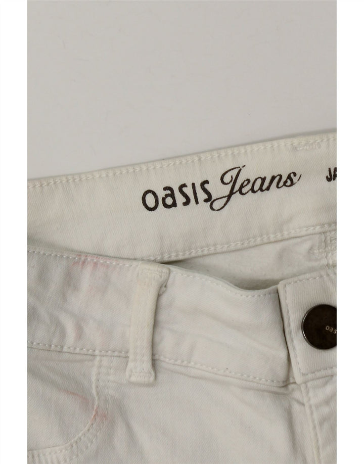 Oasis Short en jean pour femme UK 12 Medium W28 Blanc Coton