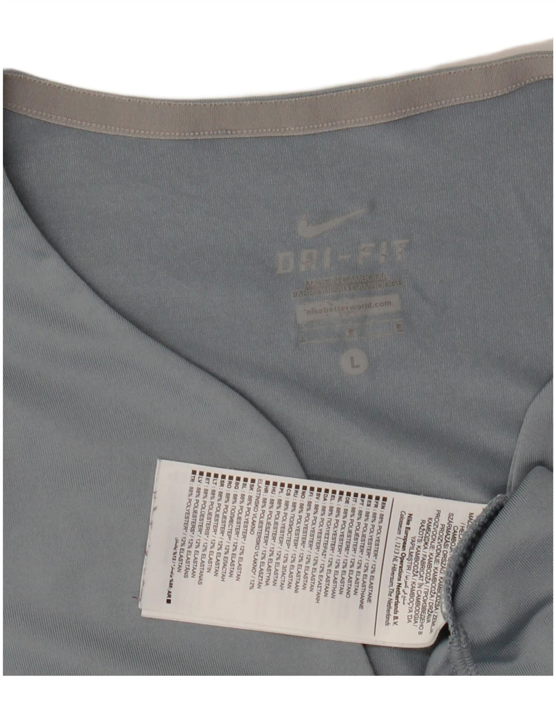 NIKE T-shirt Dri Fit pour femme UK 14 Large Bleu Polyester