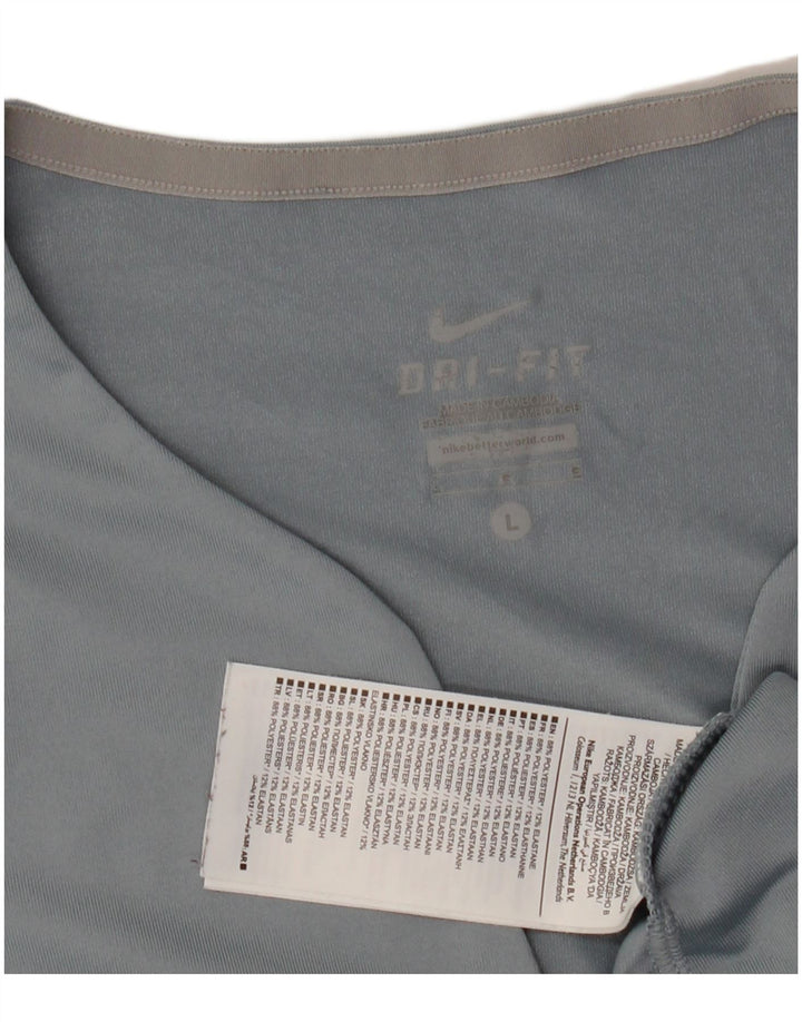 NIKE T-shirt Dri Fit pour femme UK 14 Large Bleu Polyester