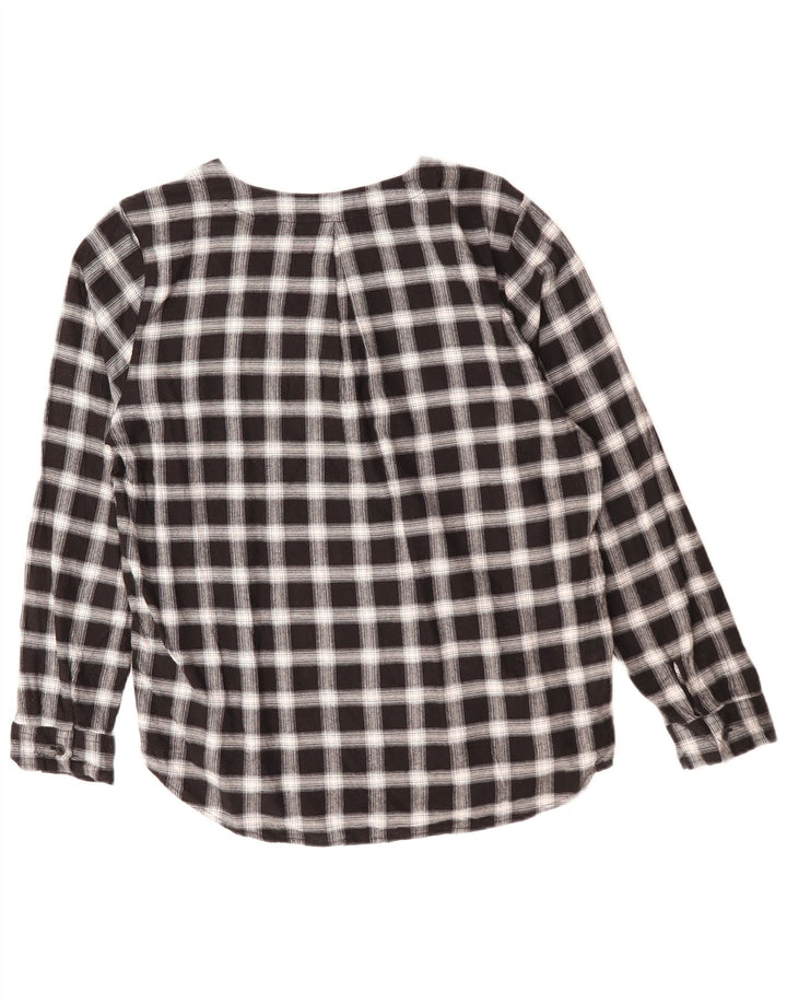 Eddie Bauer Chemise ample pour femme UK 14 en coton à carreaux noirs moyens
