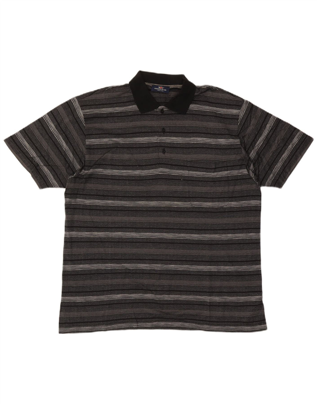 Polo Homme Vintage Grand Coton Rayé Gris