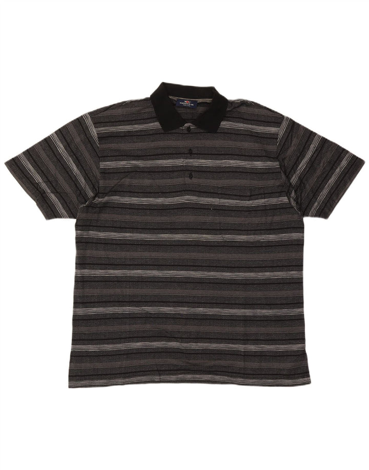 Polo Homme Vintage Grand Coton Rayé Gris