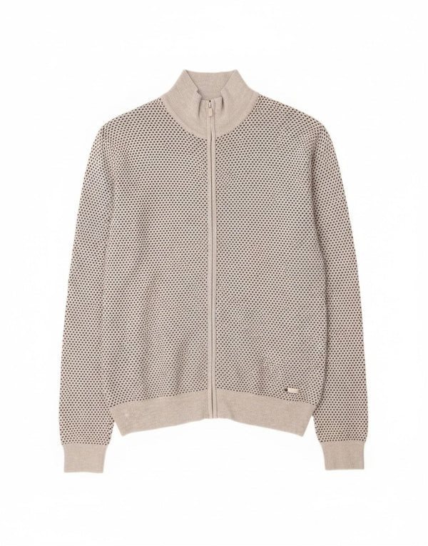 Trussardi Cardigan Pull Large Gris Pois Viscose Homme
