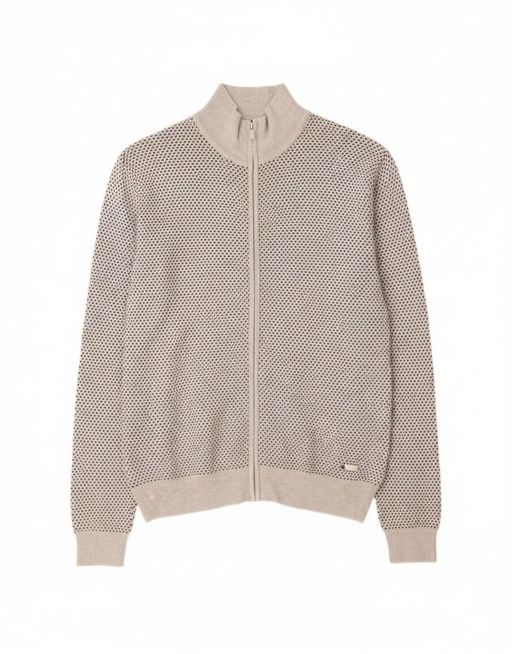 Trussardi Cardigan Pull Large Gris Pois Viscose Homme