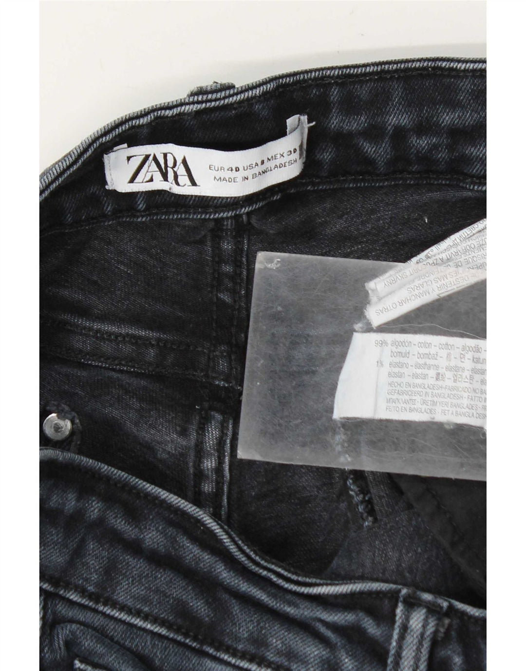 Zara Jean Slim Femme EU 40 Moyen W30 L26 Bleu Marine Coton
