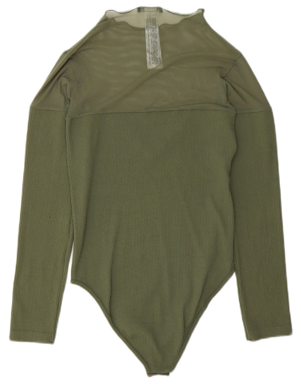 ZARA Body à manches longues pour femme UK 14 Polyester vert moyen