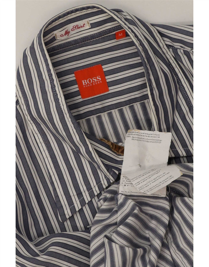 Hugo Boss Chemise en coton rayé bleu moyen