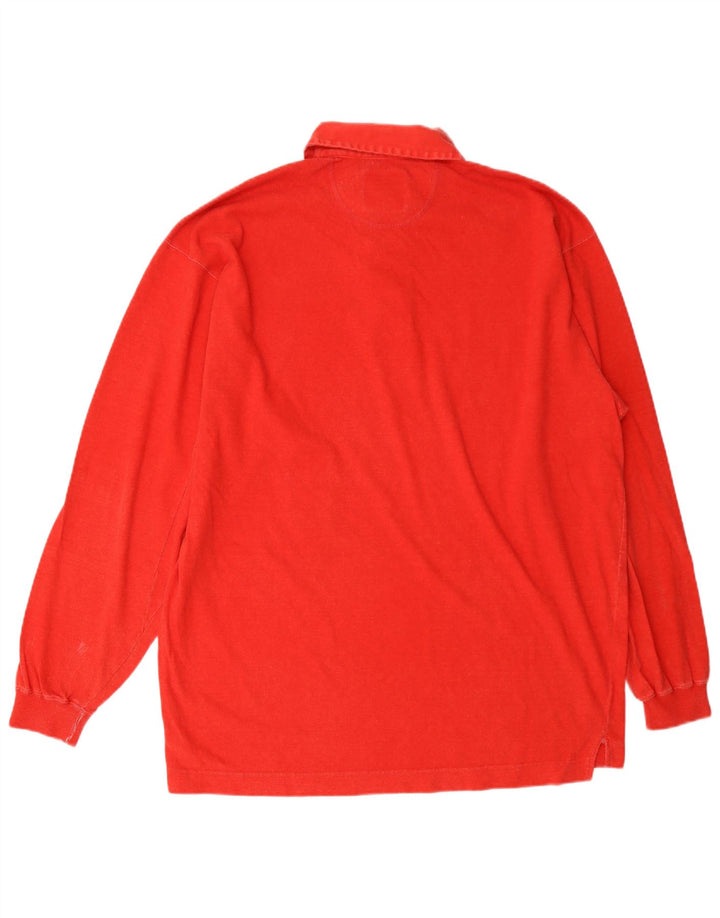 United Cotton Polo Graphique à Manches Longues Homme Rouge Moyen
