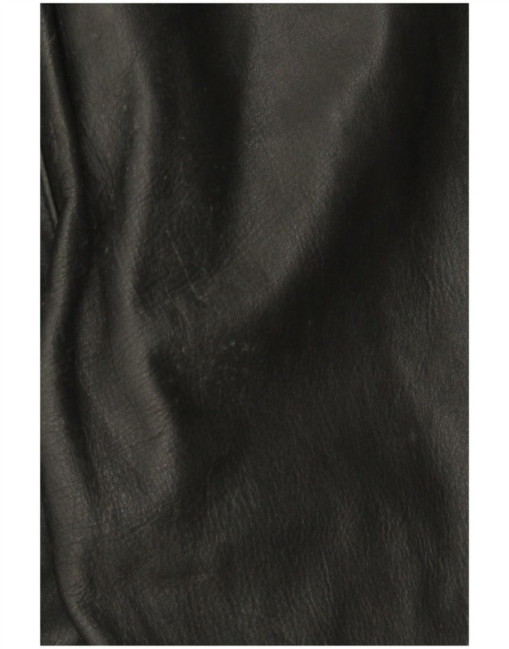 VINTAGE Combinaison en cuir sans manches femme UK 12 Cuir noir moyen