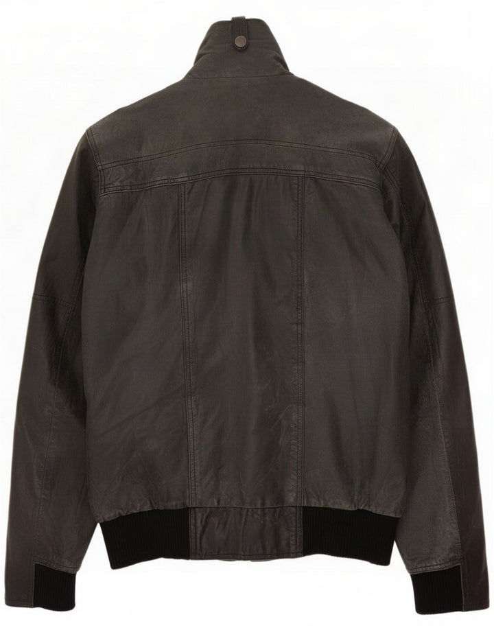 Vintage Veste en cuir surdimensionnée pour homme Petit Bleu marine