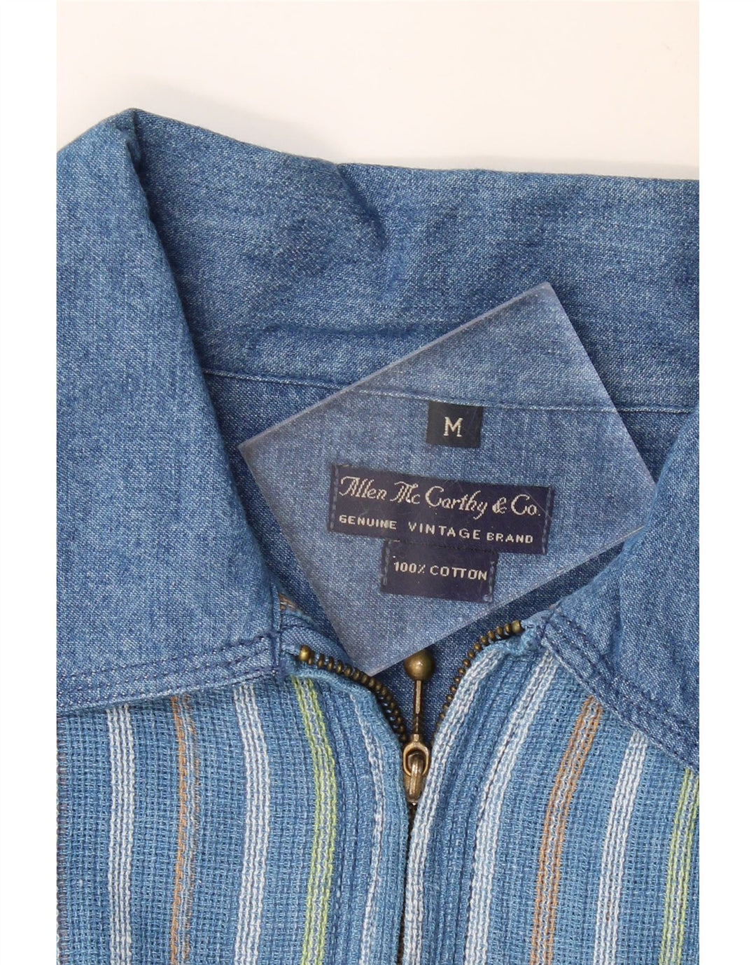 VINTAGE Chemise ample à manches courtes pour homme, rayée bleu moyen