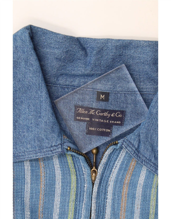 VINTAGE Chemise ample à manches courtes pour homme, rayée bleu moyen