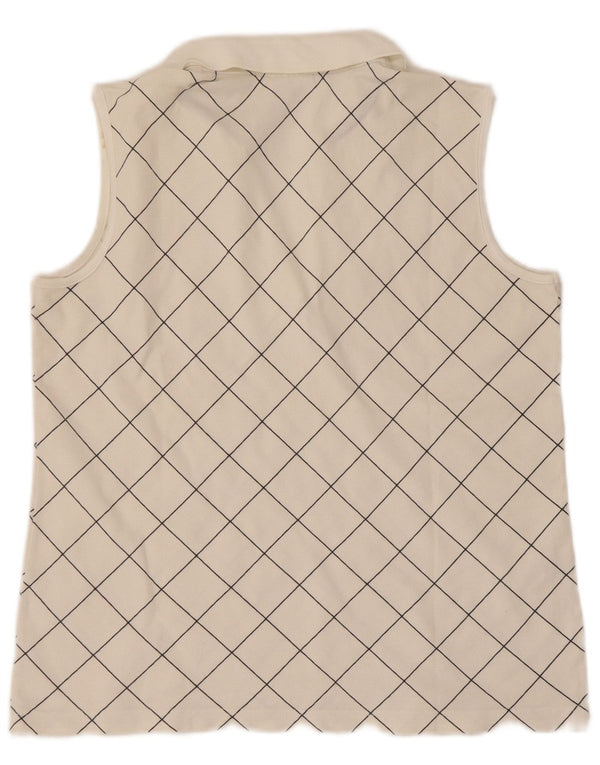 Lacoste Polo sans manches femme taille 42 grand coton à carreaux blanc