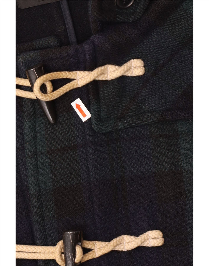 Uniqlo Duffle Coat à capuche pour homme UK 36 Petit carreaux bleu marine