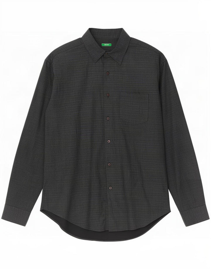 Benetton Chemise Homme XL Bleu Marine Vichy