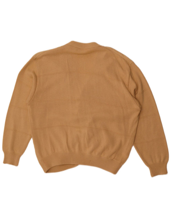 vintage Mens Cardigan Pull Grand Beige Rayé