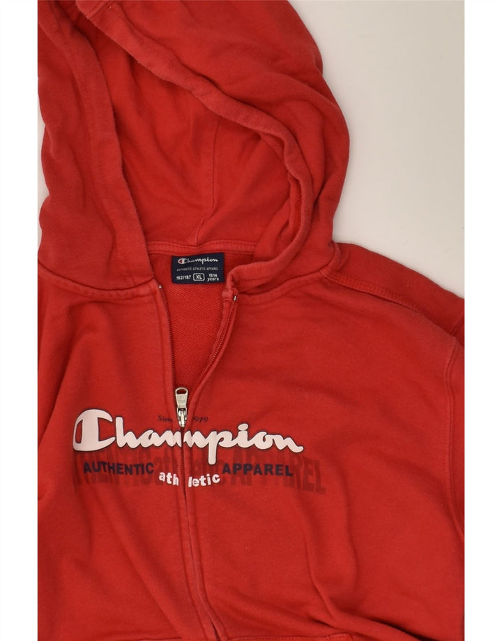 CHAMPION Boys Graphic Zip Hoodie Sweater 13-14 Years XL  Red Cotton | Vintage Champion | Thrift | Second-Hand Champion | Used Clothing | Messina Hembry 
