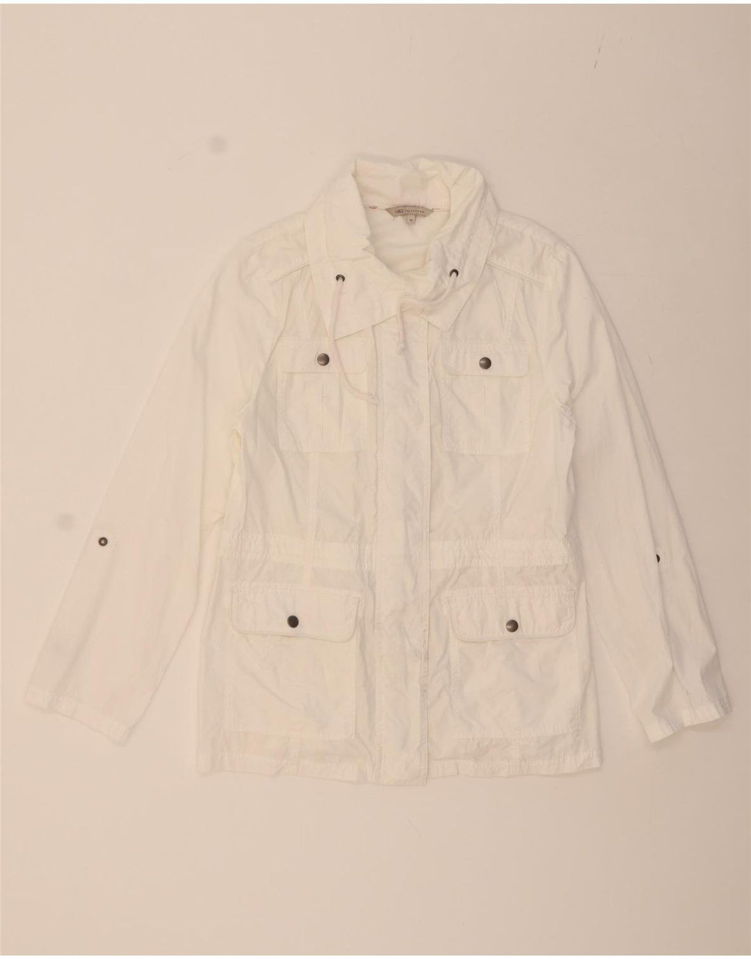 MARKS & SPENCER Womens Utility Jacket UK 12 Medium White Cotton Vintage Marks & Spencer and Second-Hand Marks & Spencer from Messina Hembry 