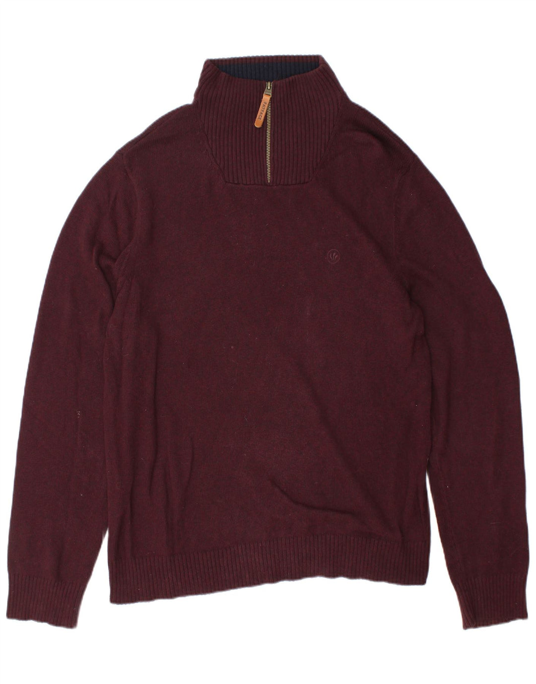 FAT FACE Pull col zippé pour homme en coton bordeaux Taille L