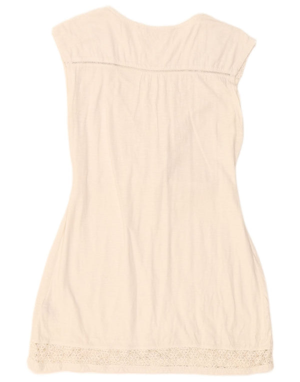 Fat Face Robe trapèze sans manches pour femme UK 42 en coton blanc moyen