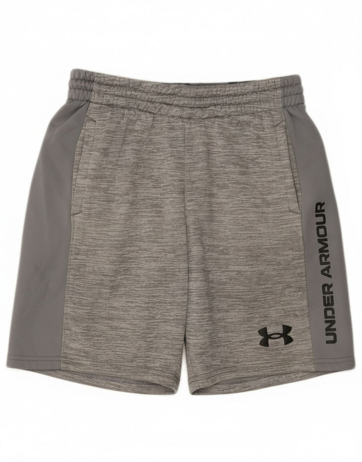 Under Armour Short de Sport Graphique Garçon 9-10 Ans Gris Moyen Moucheté