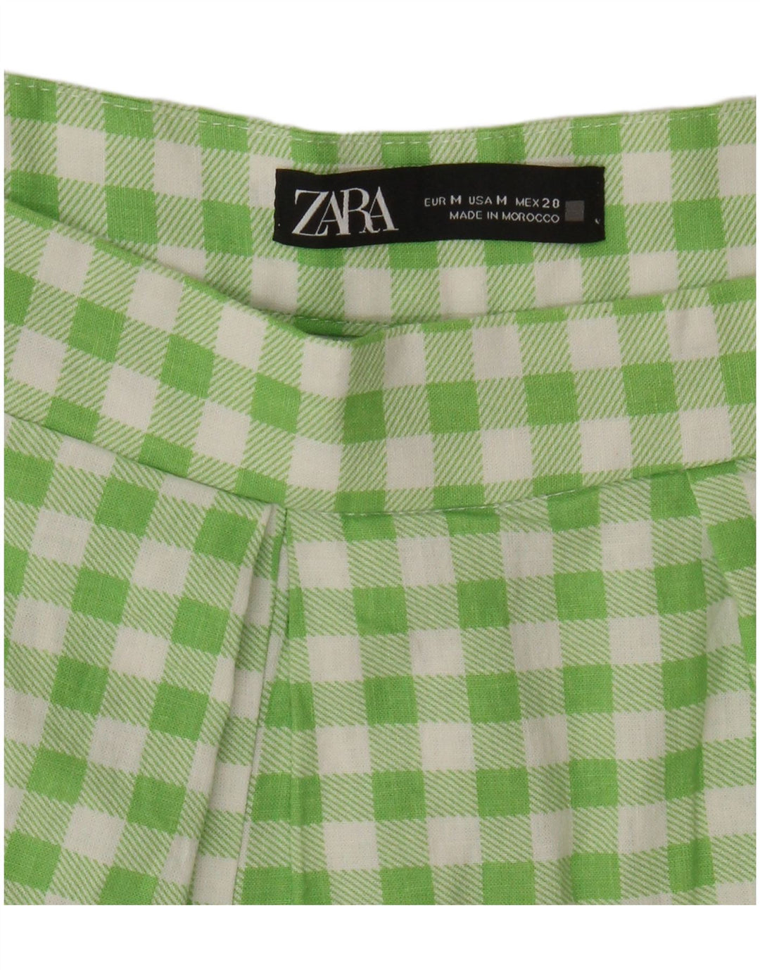 Zara Short décontracté Pegged pour femme Medium W28 Vichy vert