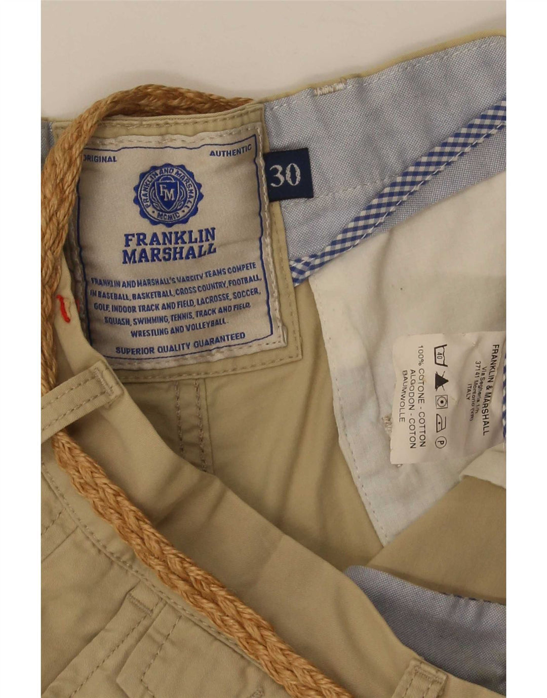 Franklin Marshall Short Chino Homme W30 Coton Beige Moyen
