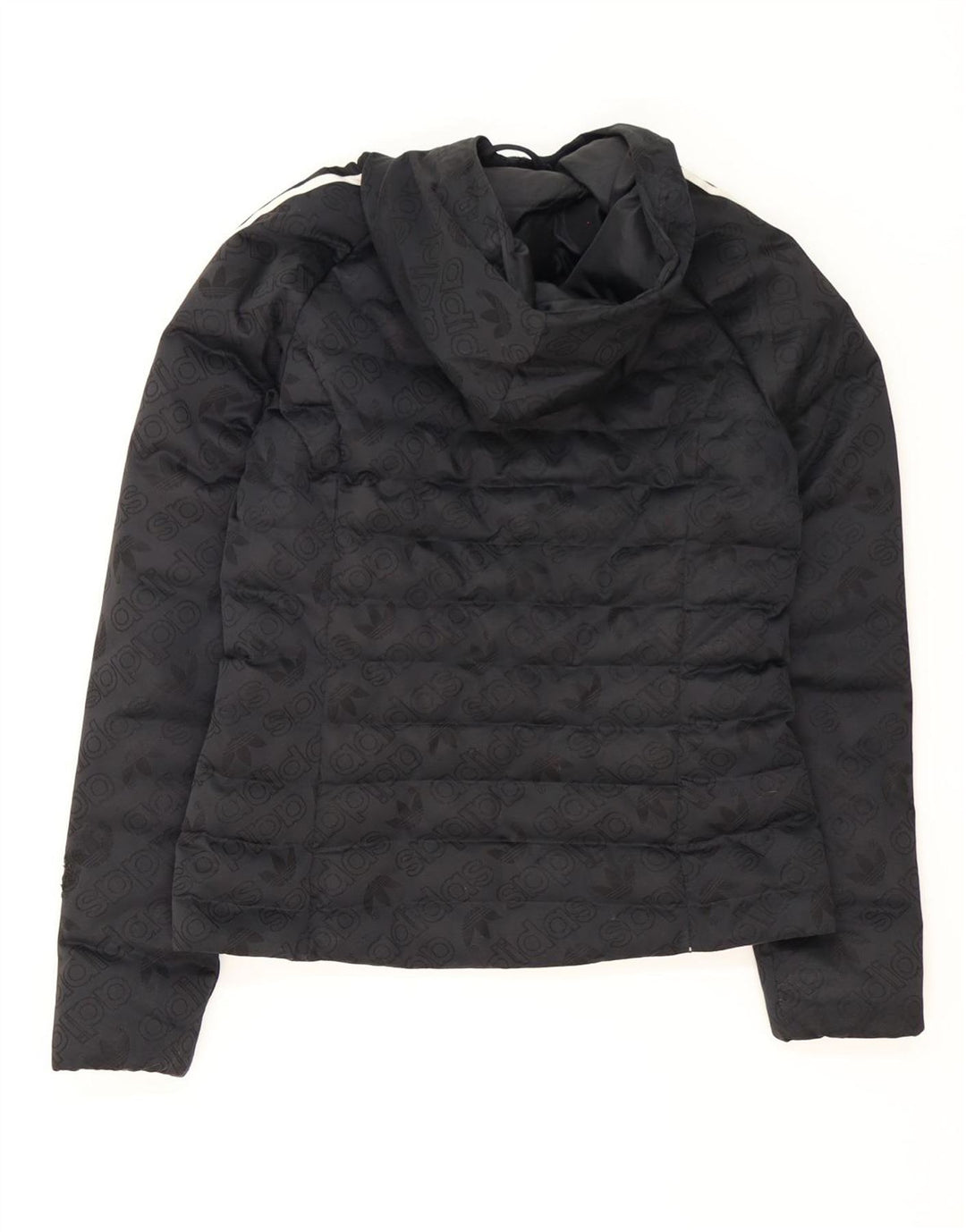Adidas Veste matelassée à capuche graphique pour femme UK 8 Small Noir Polyester