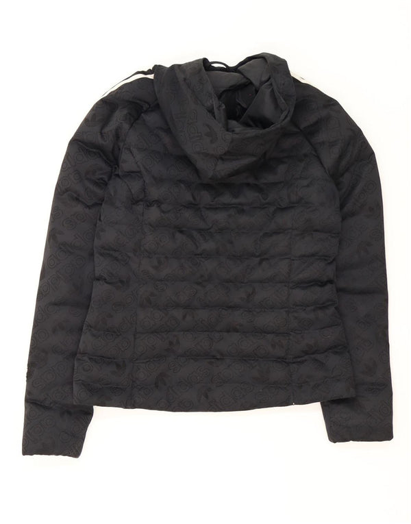 Adidas Veste matelassée à capuche graphique pour femme UK 8 Small Noir Polyester