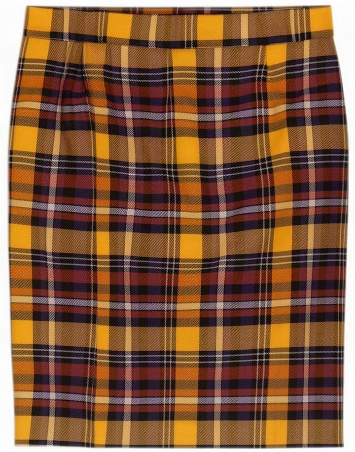 Jupe crayon femme vintage Medium W30 Plaid jaune
