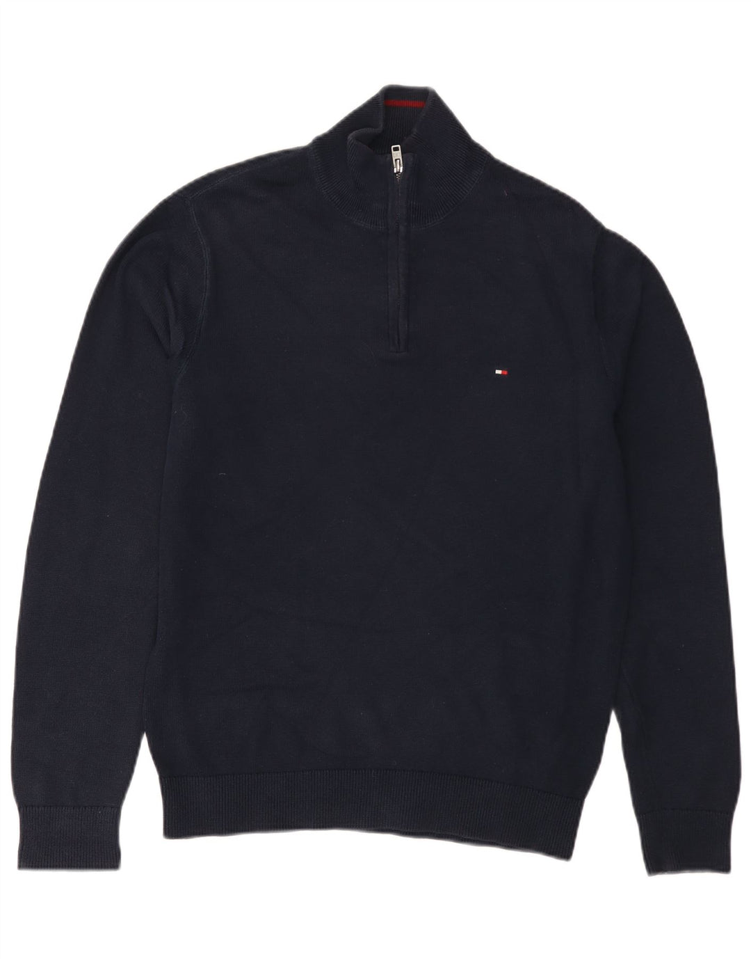 TOMMY HILFIGER Pull Col Zippé Homme Bleu Marine Moyen Coton
